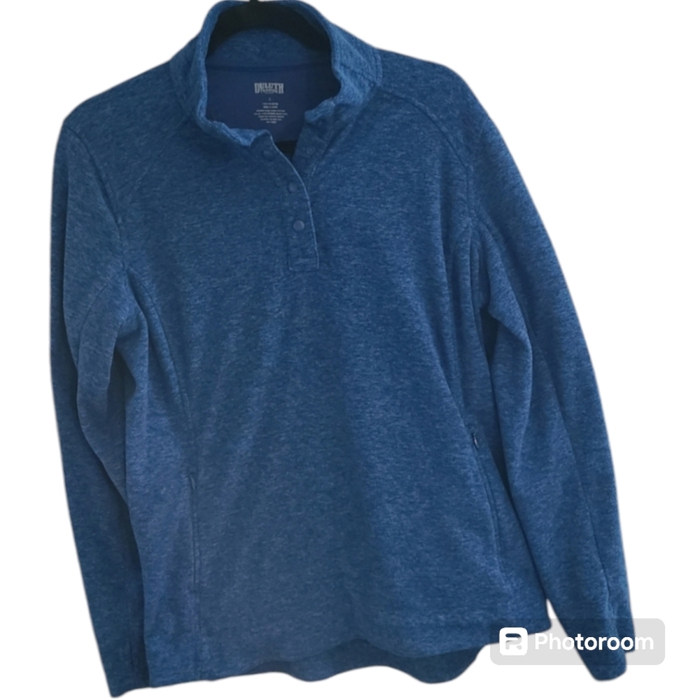 Duluth Trading Co. Button mock fleece size large blue